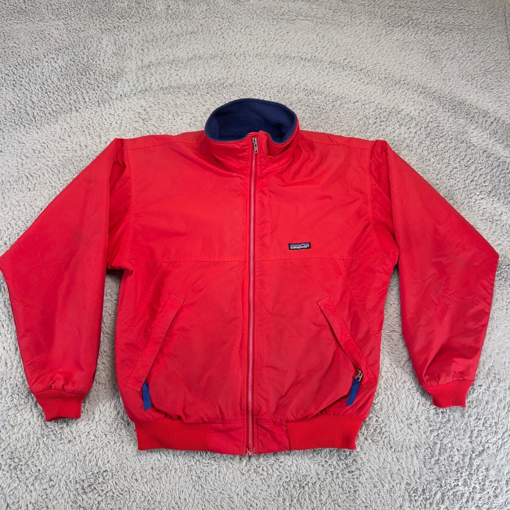 Vintage Patagonia Shelled Synchilla Jacket Mens M Red Fleece Lined USA Made 90s